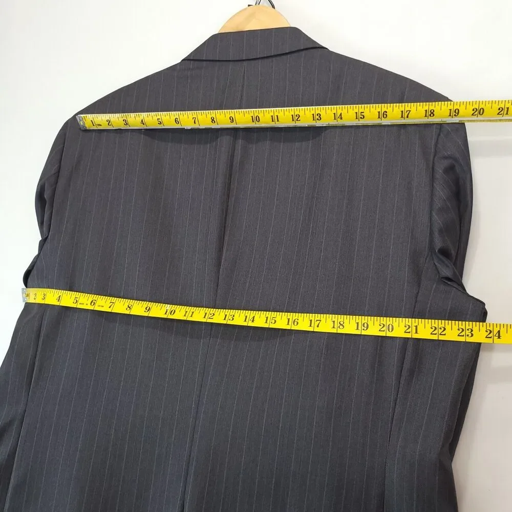 Jos A Bank Gordon 2PC Pant Suit Mens 44R Gray Striped Wool Signature Collection